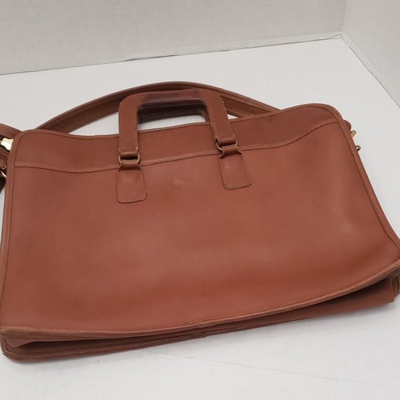 Laura USA Soft Leather Laptop Briefcase Handles Shoulder Strap Brown - Picture 2 of 11